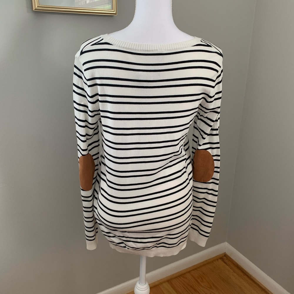 Renee C Striped Sweater with Elbow Pads